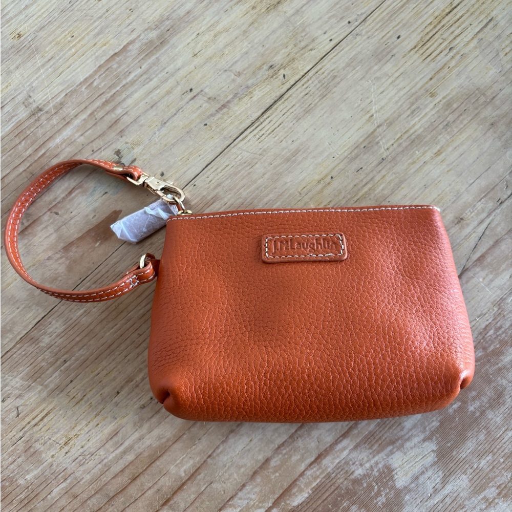 J. McLaughlin Orange Leather Wristlet